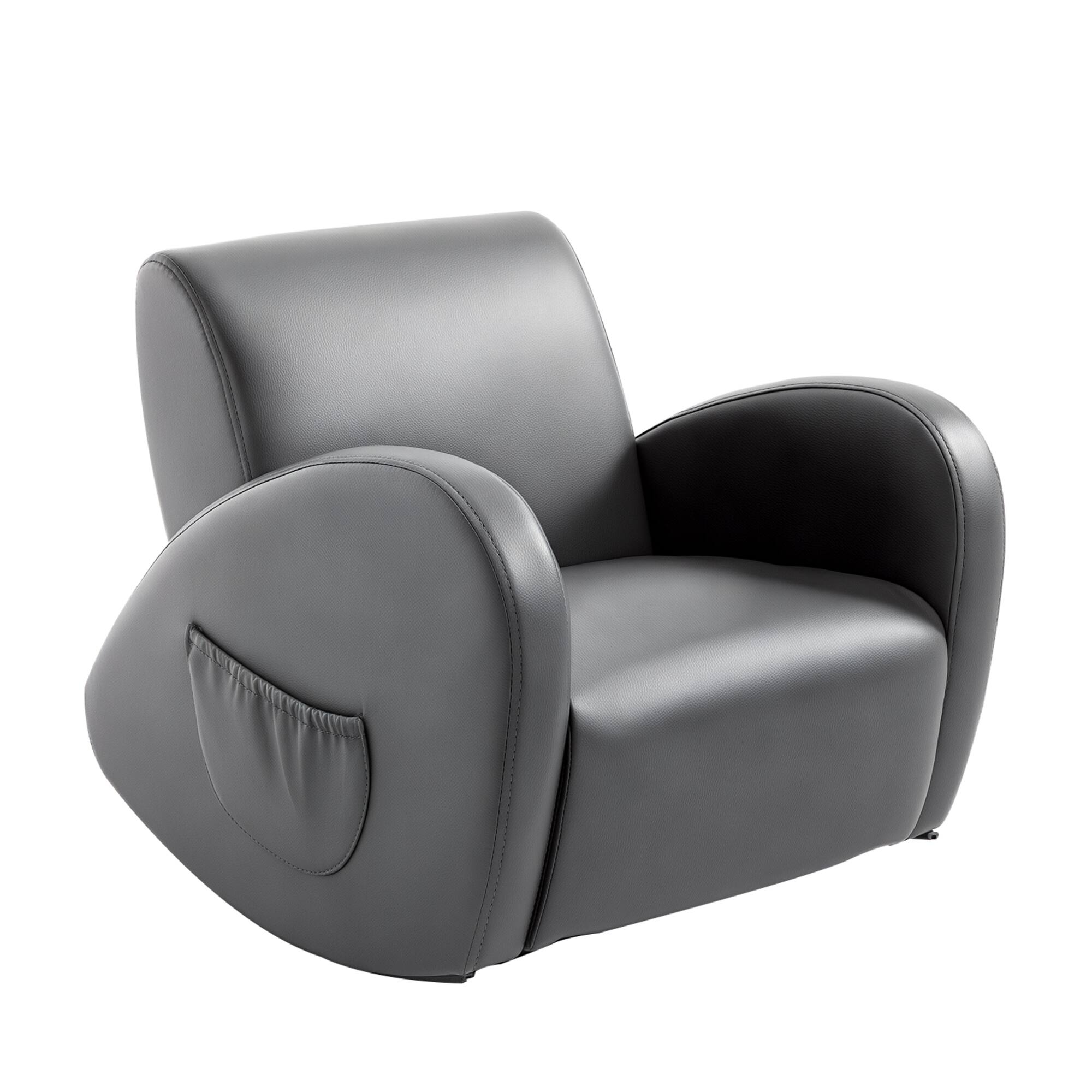 Front. Qaba - Kids Sofa Rocking Chair with Side Pocket, PU Leather Toddler Armchair for Children - Pink.