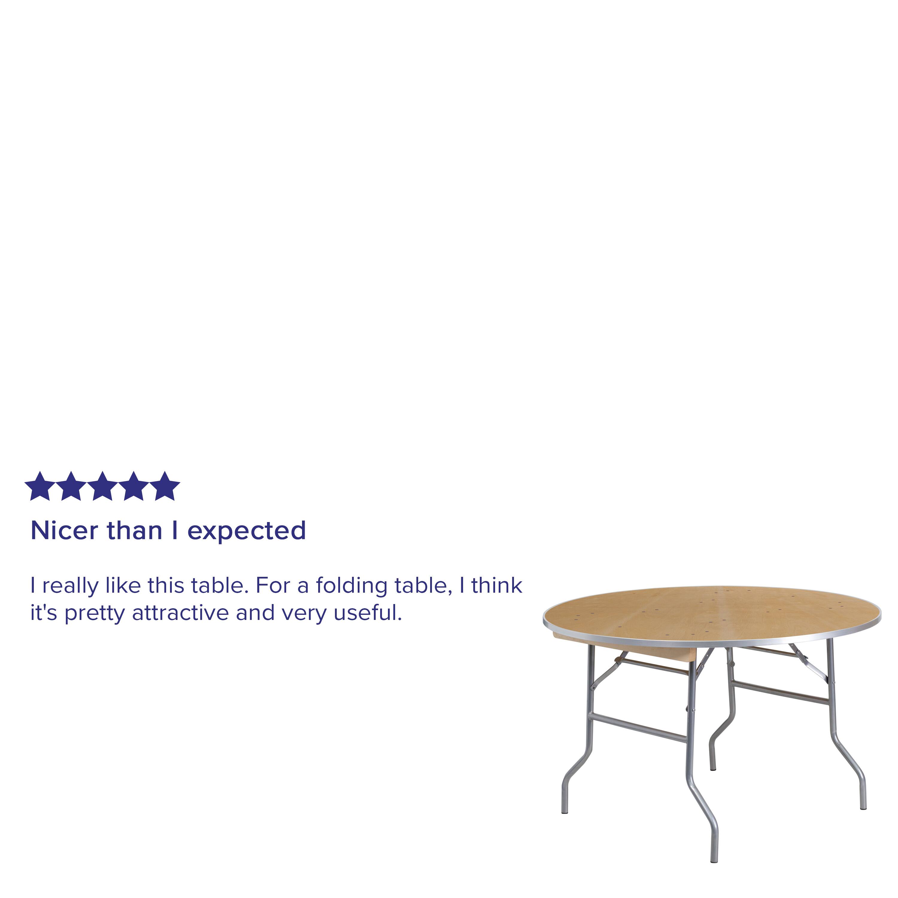 Alt View 13. Alamont Home - 4-Foot Round HEAVY DUTY Birchwood Folding Banquet Table with METAL Edges - Natural.