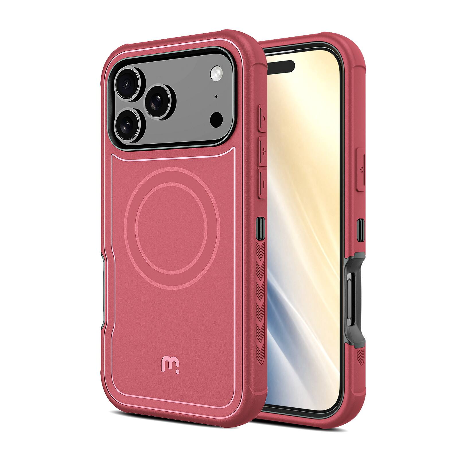 Alt View 1. Mybat Pro - MyBat Pro MagSafe Case w/ Holster and Tempered Glass for Apple iPhone 18 Pro Max / 17 Pro Max - Dark Cherry - Red.