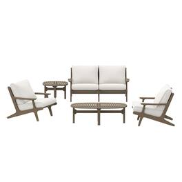 Modway - Saratoga 5-Piece Outdoor Patio Furniture Set - Weathered Gray White