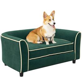 Pawhut - Dog Couch Fancy Pet Bed Modern Dog Sofa for Small and Medium Dogs Cats, with Soft Cushion, Washable and Removable Cover - Dark Green