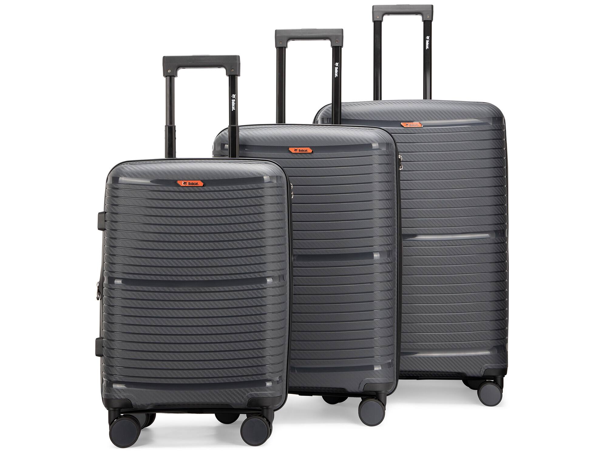 Angle. Bobcat - Bobcat Trencher 3 Piece Expandable Hardside Spinner Luggage Set with TSA Lock - Dark Grey - Dark Grey.