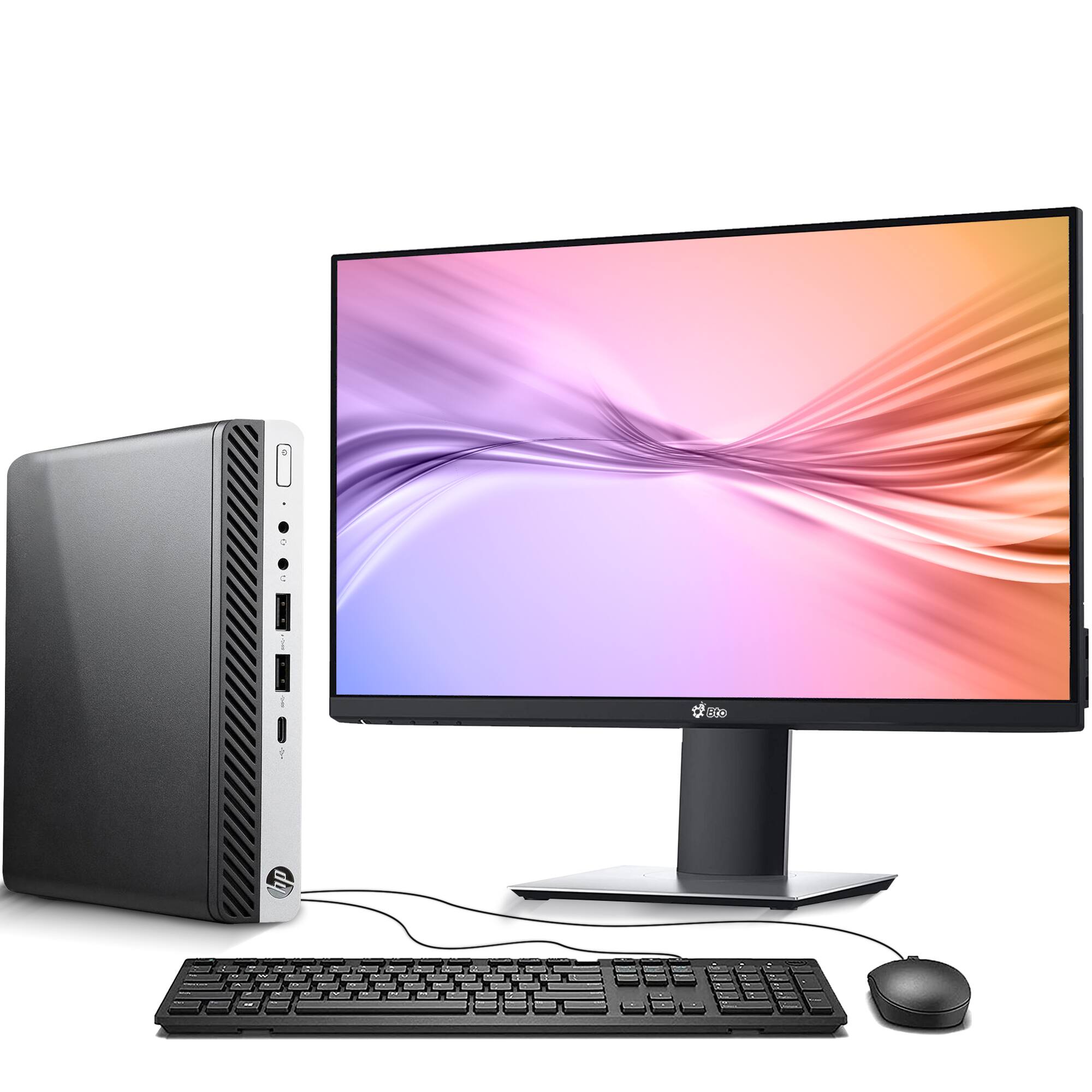 HP - Refurbished Excellent - EliteDesk 800 G3 Mini Computer PC | Intel i7-7th 2.9GHz | 16GB RAM | 256GB SSD | 22" LED | KB & Mouse | Wi-Fi | Window11 - Black