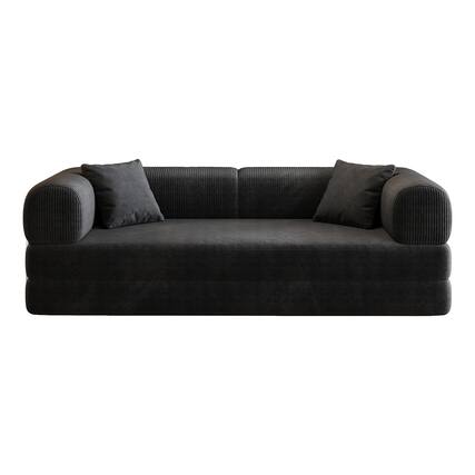 Front. Boyel Living - Black Fabric Sofa 78.8-in L x 35.5-in W x 26.1-in H - Black.