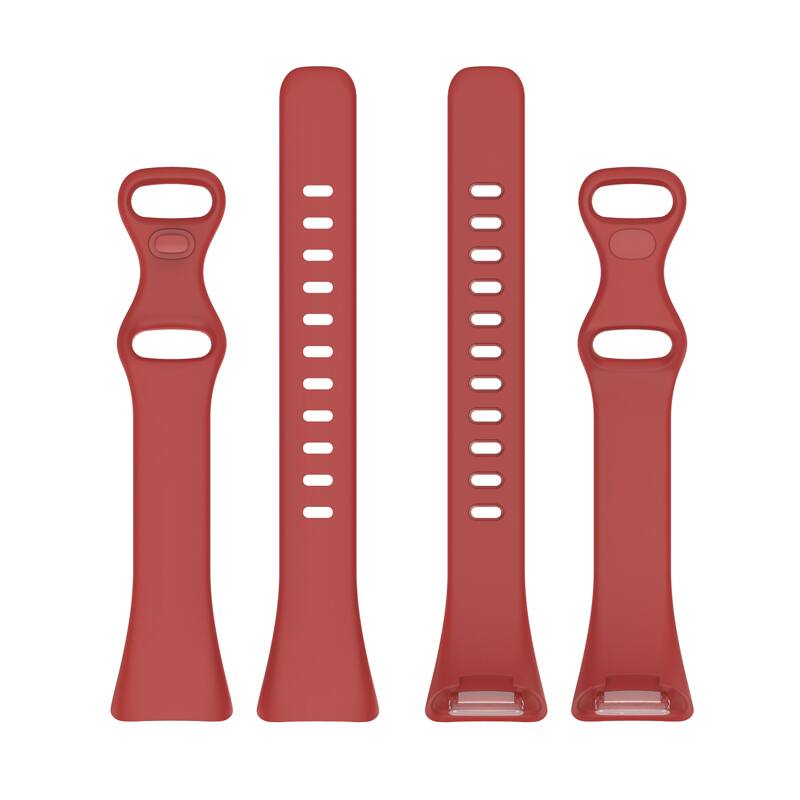 Left. StrapsCo - Slim Active Band Silicone Rubber Watch Strap For Fitbit Charge 6 - Dark Red.