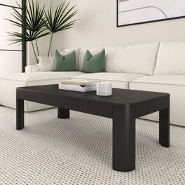 Plank+Beam - Modern Rounded Rectangular Coffee Table (48in x 24in / 1220mm x 610mm) - Black
