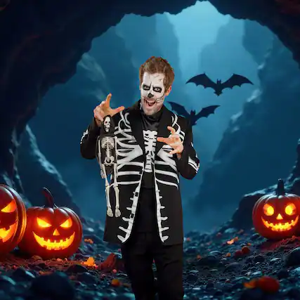 Front. Northlight - Men's Skeleton Adult Halloween Costume - Medium - Black.