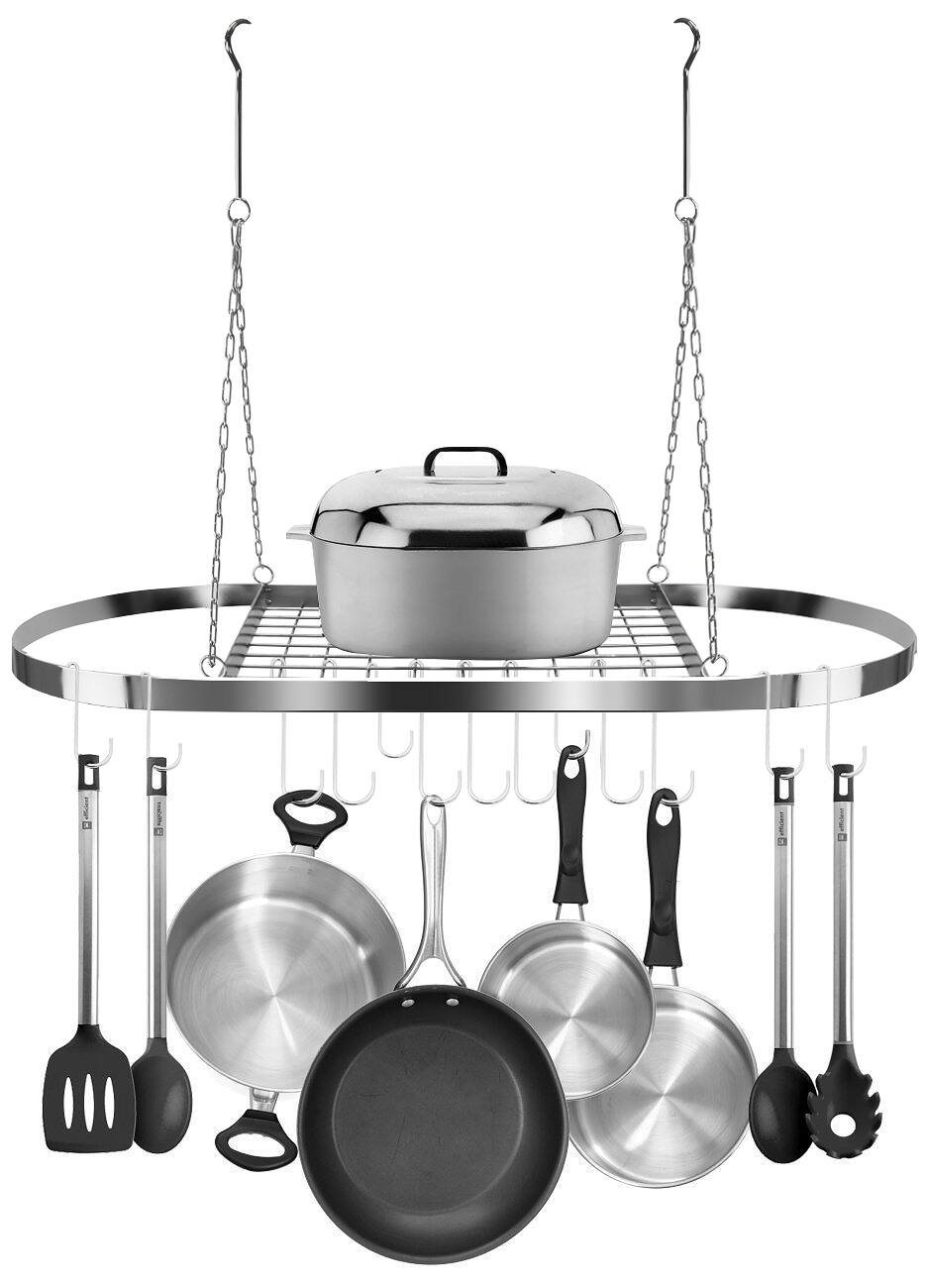 Alt View 2. Sorbus - Sorbus Pot and Pan Rack for Ceiling 31" with 10 Hooks, Decorative Oval Mounted Storage Rack, Multi-Purpose Organizer - Black.