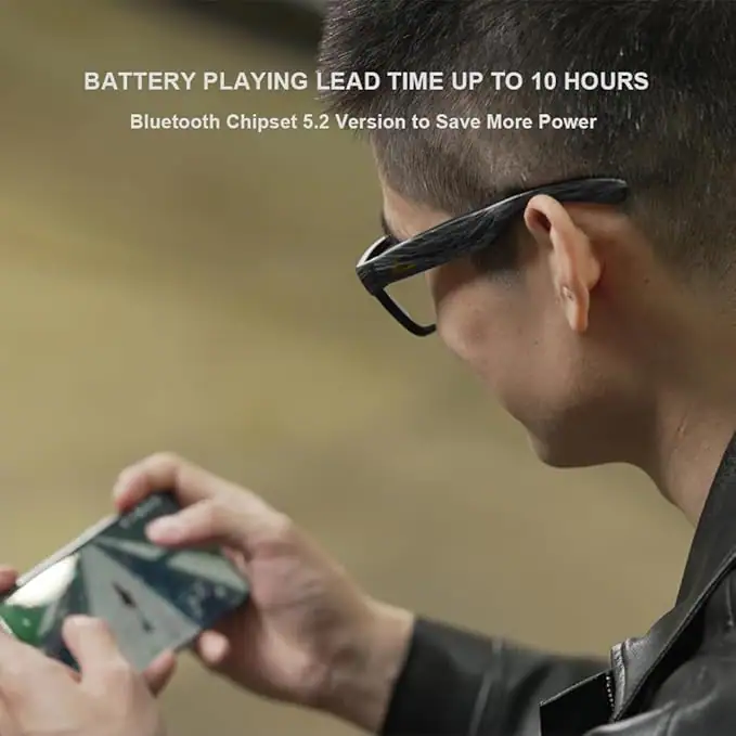 KONLEYA Bluetooth Smart Glasses - Frameless Gradient Lens, Open-Ear Audio, Voice Control, 5.0