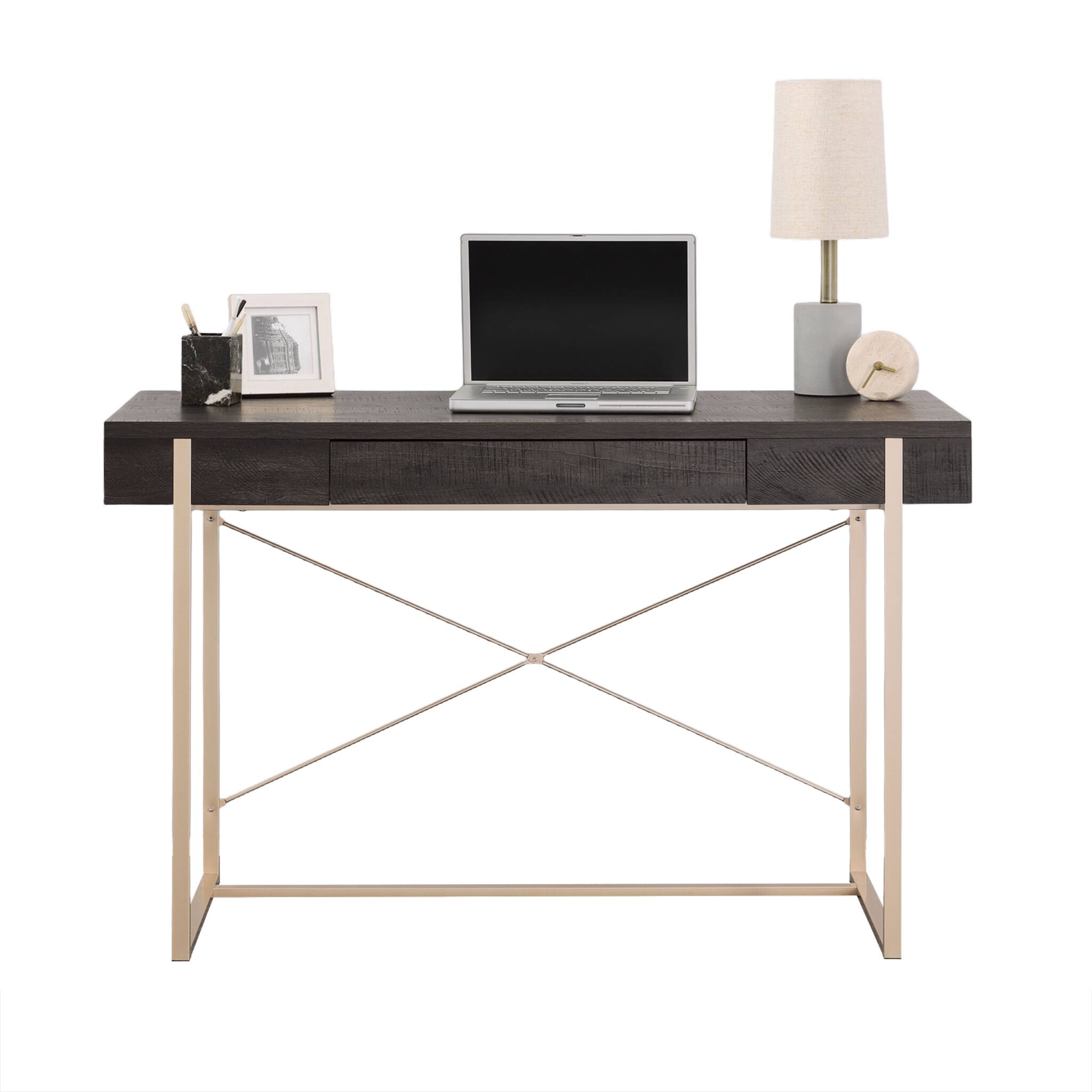 Alt View 1. TinyHomie - Writing Desk Dark Brown finish - Dark Brown.