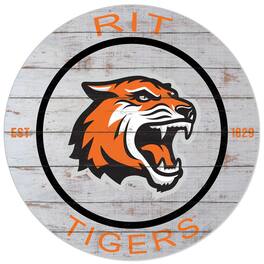 Jardine - Rochester Institute of Technology Tigers 20'' x 20'' Indoor/Outdoor Weathered Circle Sign - White