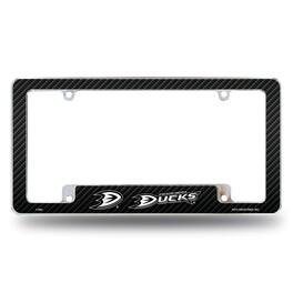 Rico Industries - Anaheim Ducks NHL Chrome Metal License Plate Frame with Carbon Fiber Design - Multi