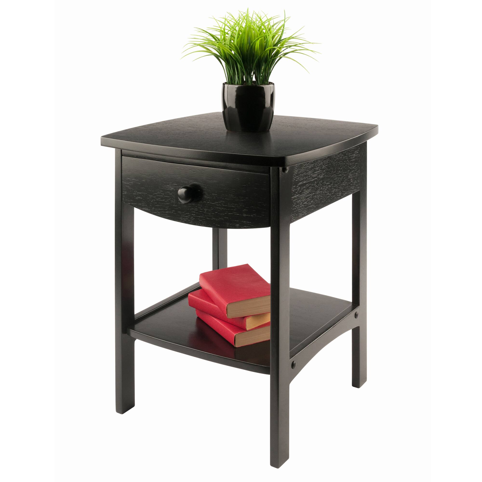 Alt View 7. Winsome Wood - Claire Curved Accent Table, Nightstand - Black.