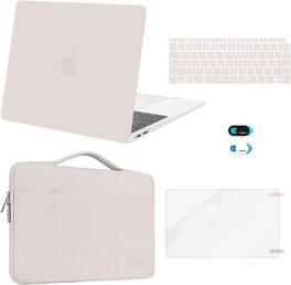 mosiso - 5IN1 Kit for MacBook Air 13 inch Case M1 A2337 A2179 A1932 2021-2018, Case&Bag&Keyboard Skin&Webcam Cover&Screen Film - Stone Gray