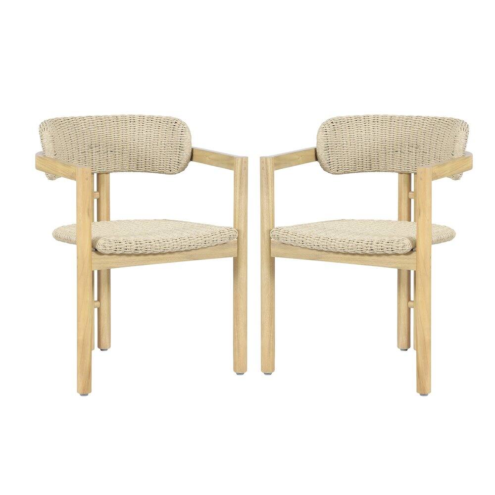 Left. New Classic Furniture - Sedona Wood Patio Dining Chair in Natural (Set of 2) - Brown.