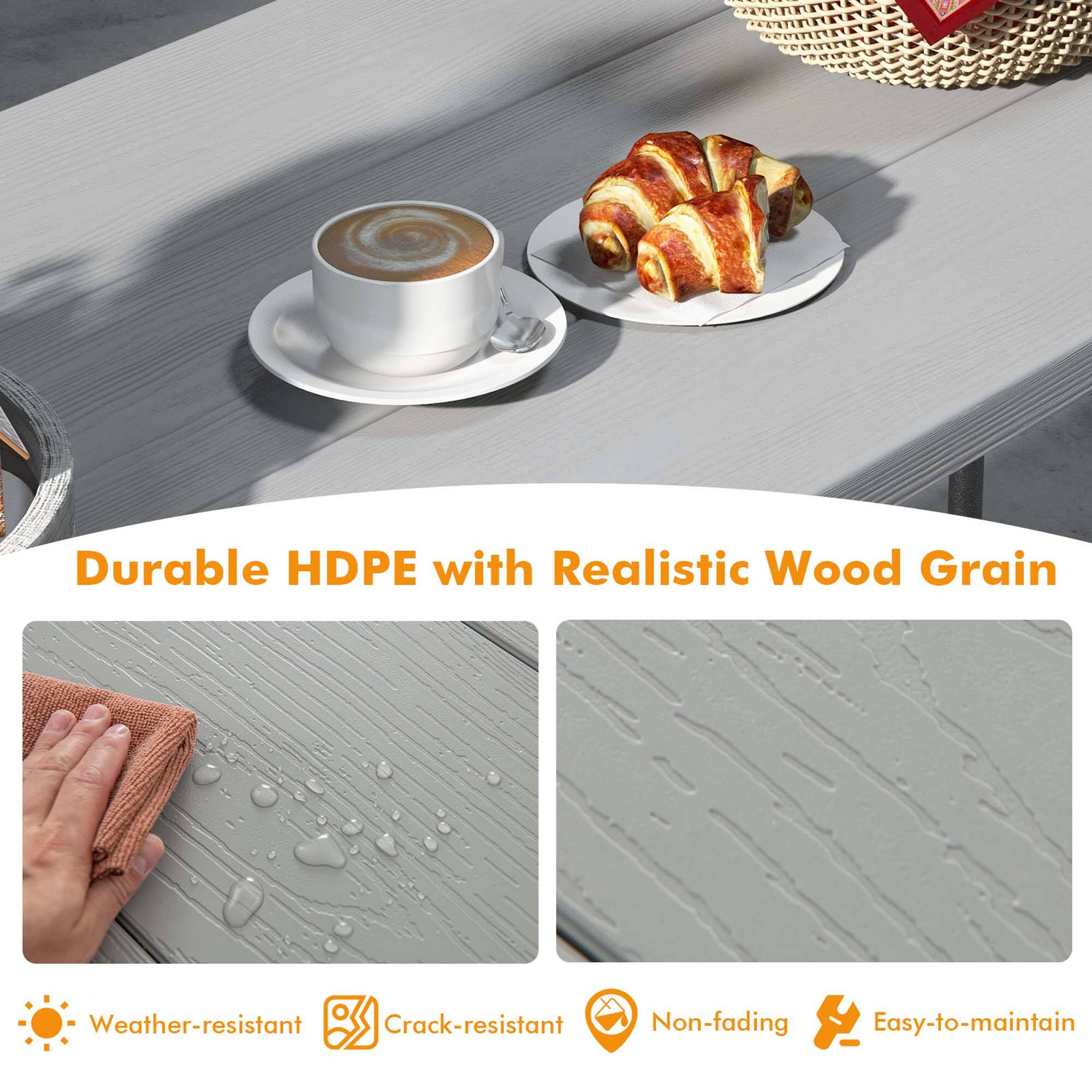 Durable HDPE with Realistic Wood Grain
Weather-resistant
Crack-resistant
Non-fading
Easy-to-maintain