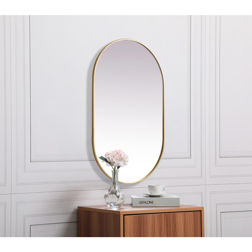 Alt View 4. Elegant Decor - Metal Frame Oval Mirror 30x48 Inch in Brass - Brass.