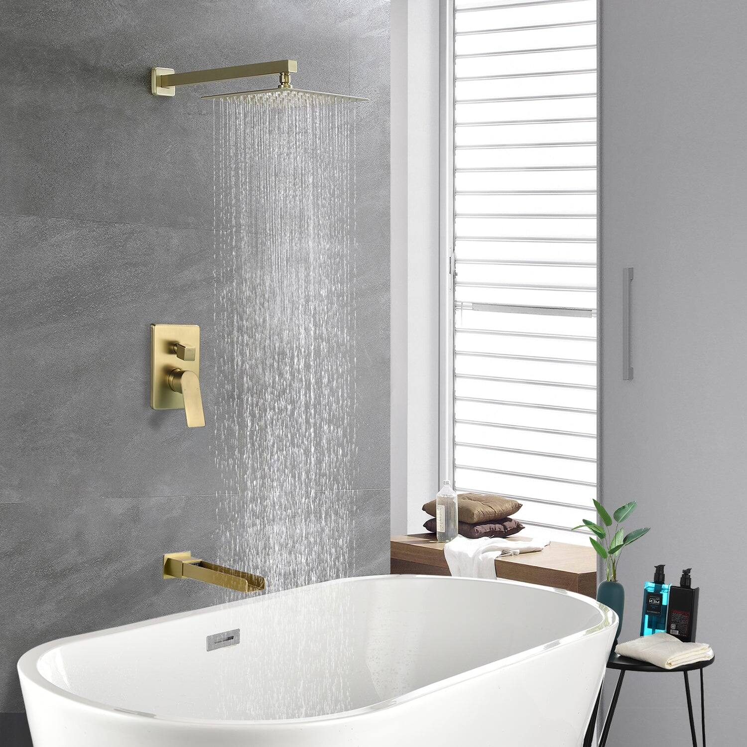 Alt View 4. Boyel Living - Brushed Gold Shower Set 10 Inch SUS304 Top Spray Waterfall Spout Dual Water Outlet - Brushed Gold.