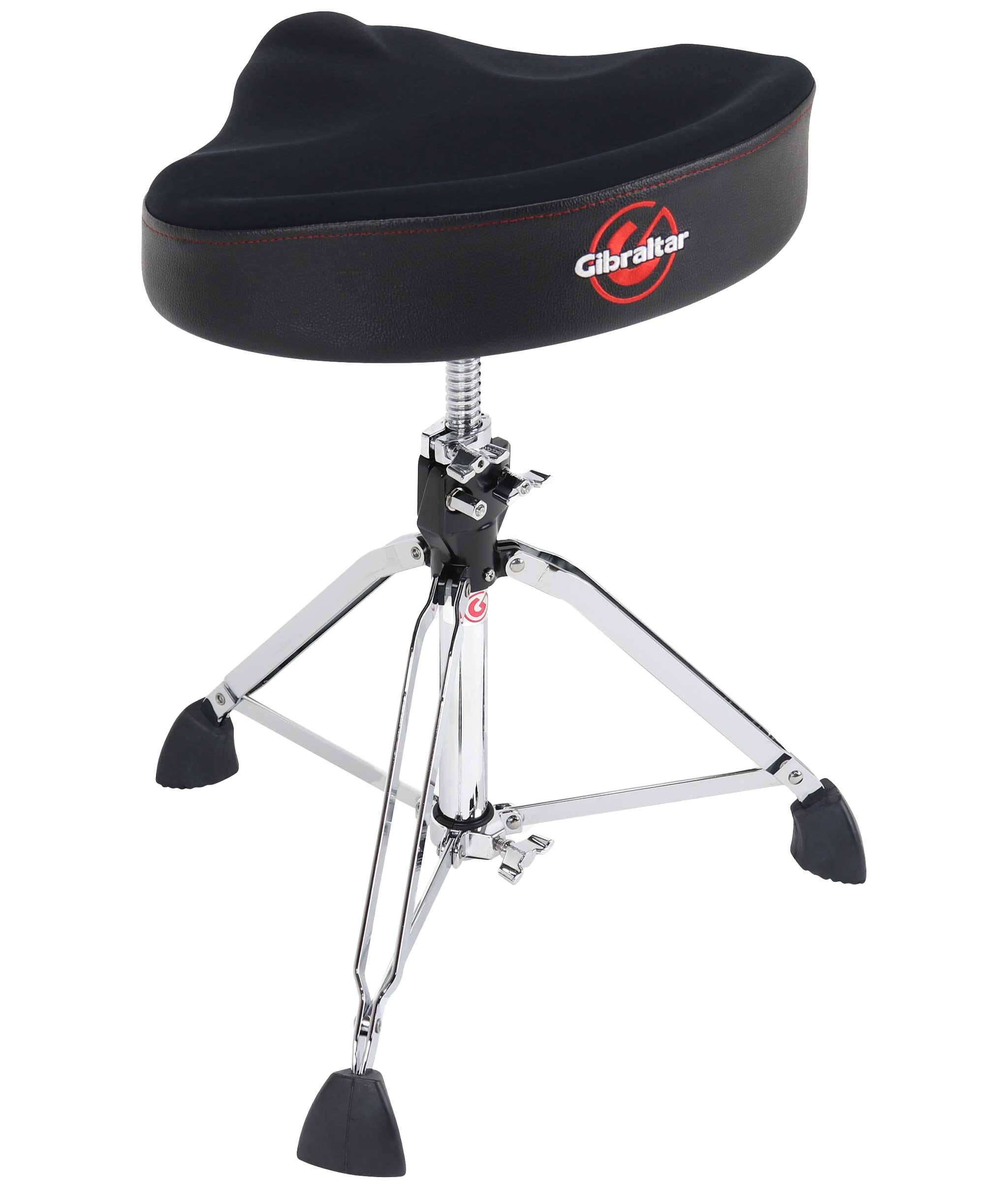 Alt View 1. Gibraltar Hardware - 9000 Series Neo Saddle Drum Throne, 16.5” Memory Foam Seat with Neoprene Top, Spin-Lock Height Adjustment.