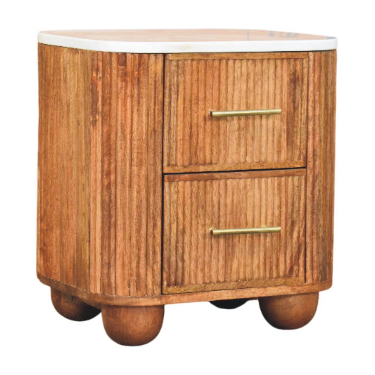 Angle. Artisan Furniture - Artisan Furniture Solid Wood Aurora Marble Bedside - Brown.