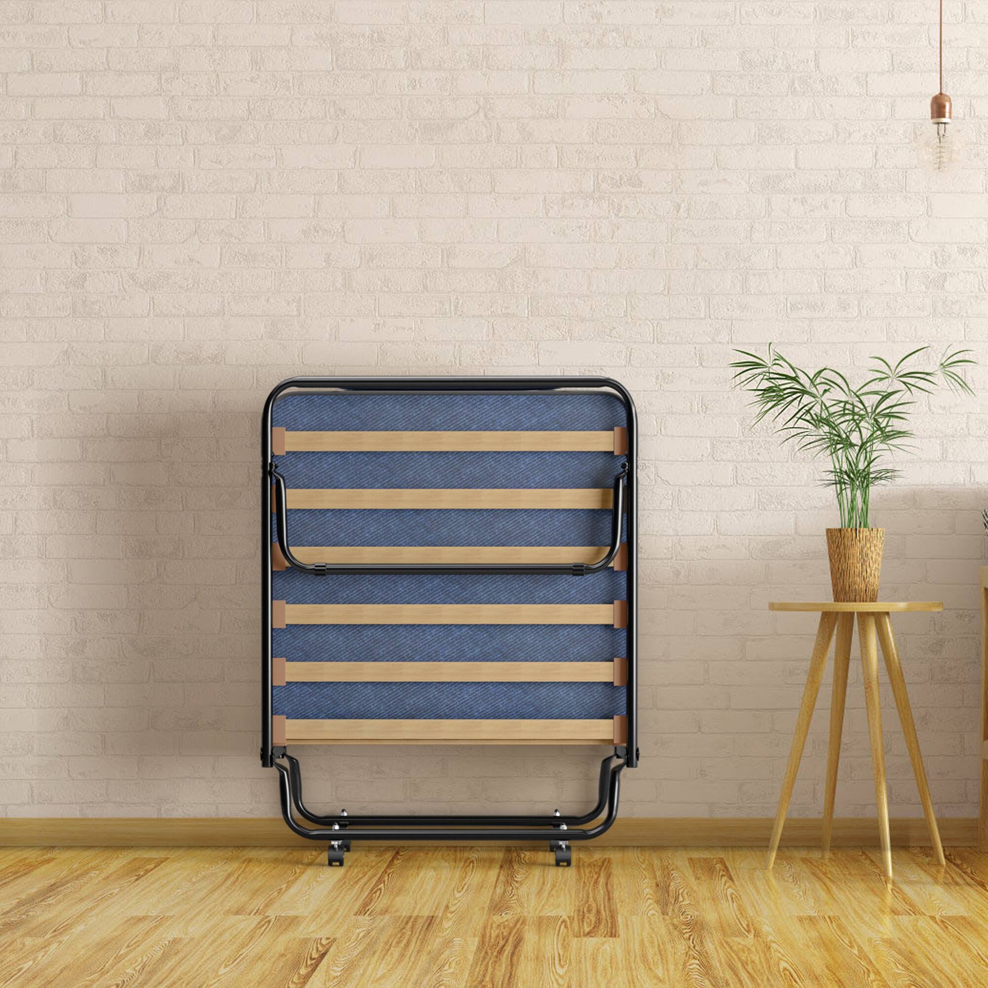 Alt View 3. Gymax - Gymax Folding Bed Rollaway Metal Guest Bed Sleeper Made in Italy w/ Memory Foam Mattress Navy - Navy.