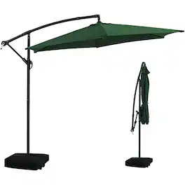 Ainfox - 10FT Outdoor Patio Yard Offset Umbrella with Cross Base for Market,Garden,Deck,Backyard,Pool - Green