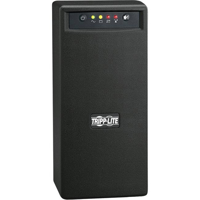 Front. Tripp Lite - Eaton Tripp Lite Series SmartPro 120V 750VA 450W Line-Interactive UPS, AVR, Tower, USB, Surge-only Outlets - Tower - 4 - Black.
