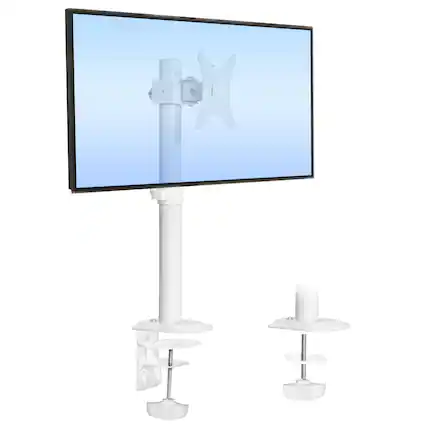 Front. Mount-It! - Single Monitor Desk Mount with Full Motion Arm – Fits 17"–32" Screens, Clamp or Grommet Base - White.