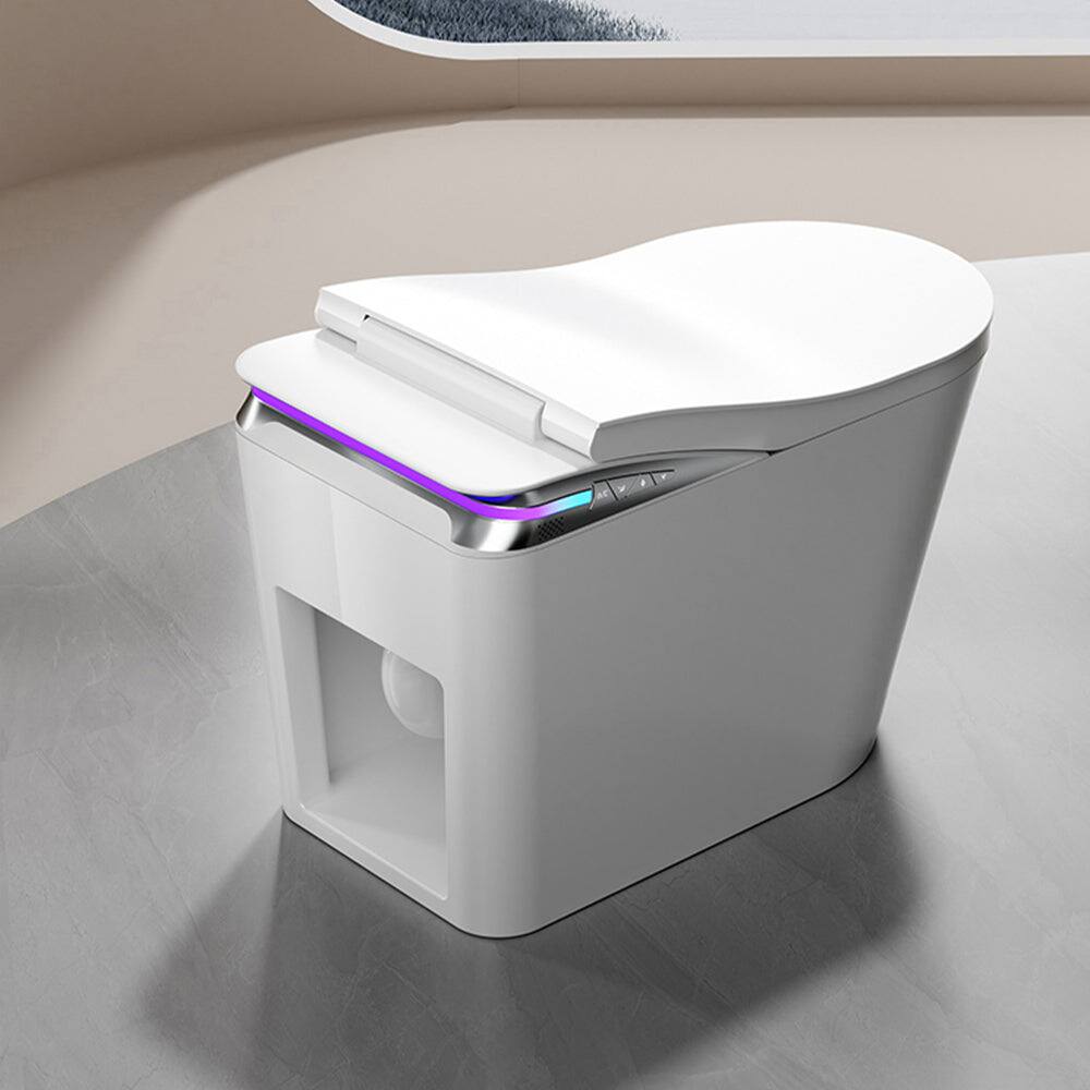 Alt View 3. Boyel Living - Smart Toilet Foot Sensing Open Cover Heated Seat Button Control Remote Side Knob Auto Flush Night Light White Screen - White.