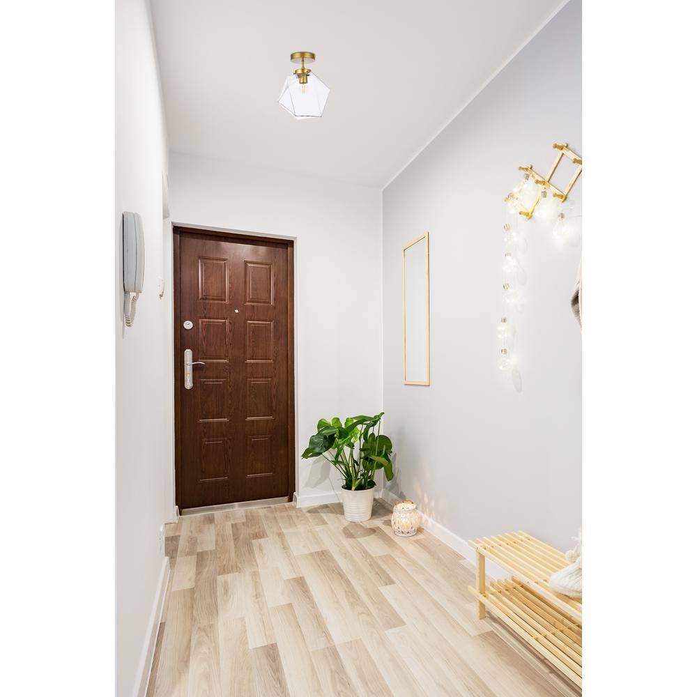 Alt View 2. Living District - Lawrence 1 light brass and clear glass flush mount - Brass And Clear.