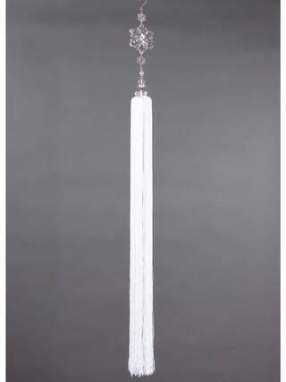 Front. Melrose - 42" Clear and White Snow Drift Exquisite Crystal Snowflakes with Tassel Christmas Ornament - Clear.