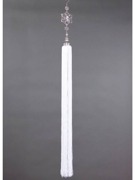 Front. Melrose - 42" Clear and White Snow Drift Exquisite Crystal Snowflakes with Tassel Christmas Ornament - Clear.