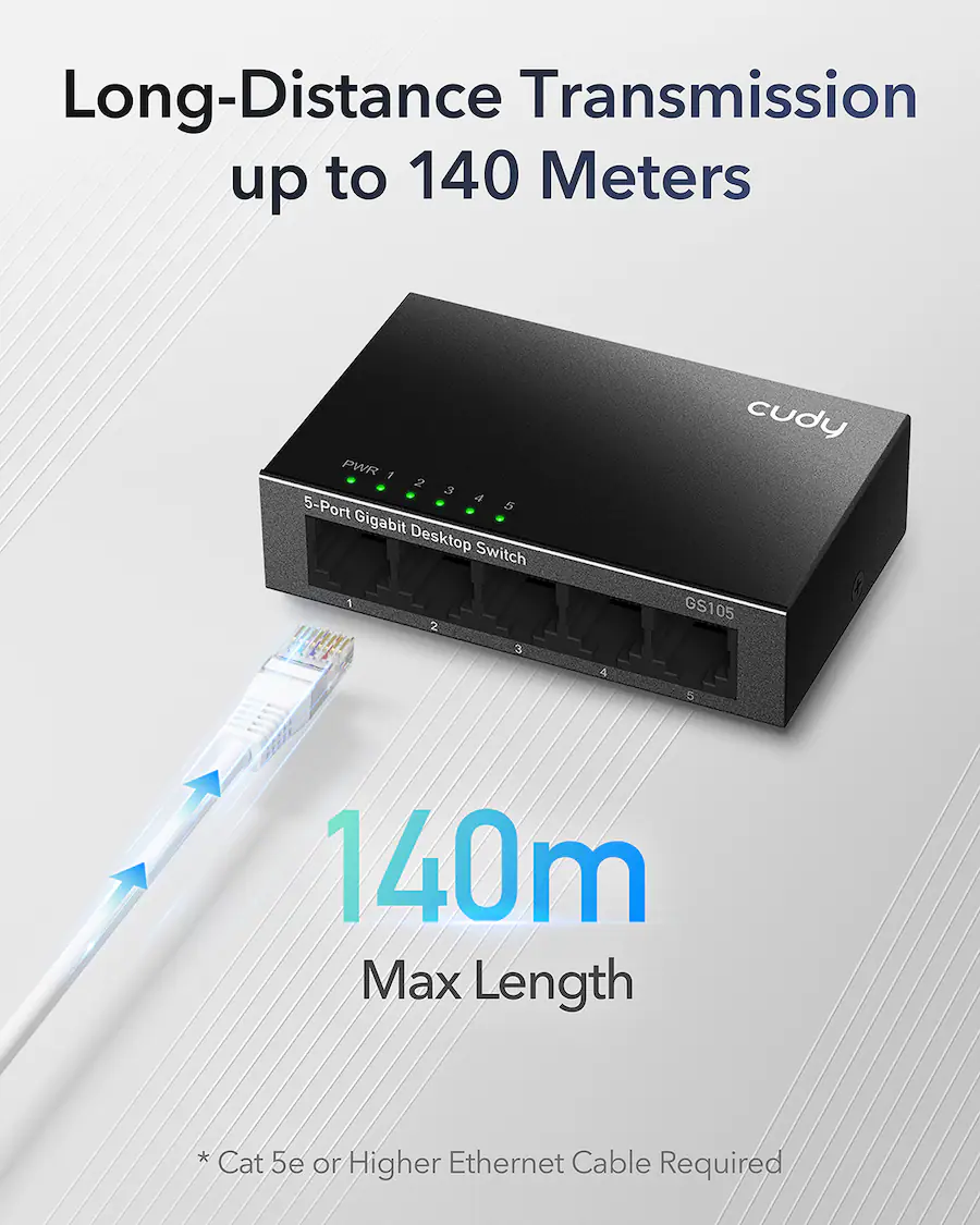 Cudy GS105 5 Port Gigabit Unmanaged Ethernet Switch, Network Hub ...