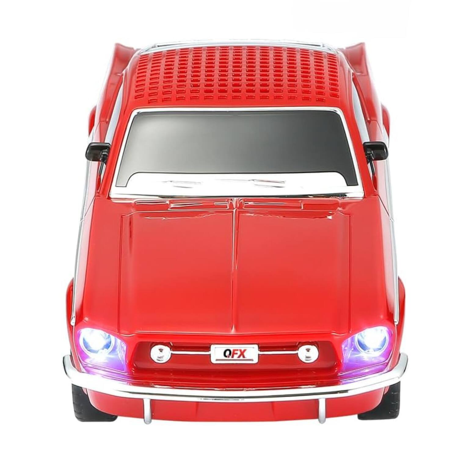 Angle. Stock Preferred - 1965 Vintage Replica Retro Car Bluetooth Speaker with FM Radio Red - Red.