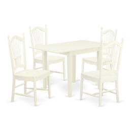 East West Furniture - Dining Room Set Linen White - Brown