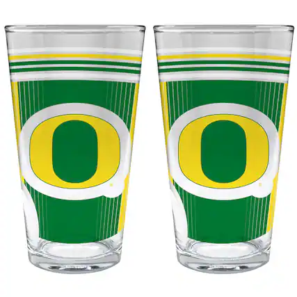 Front. Great American Products - Oregon Ducks Two-Piece 16oz. Pint Glass Set - Multicolor.
