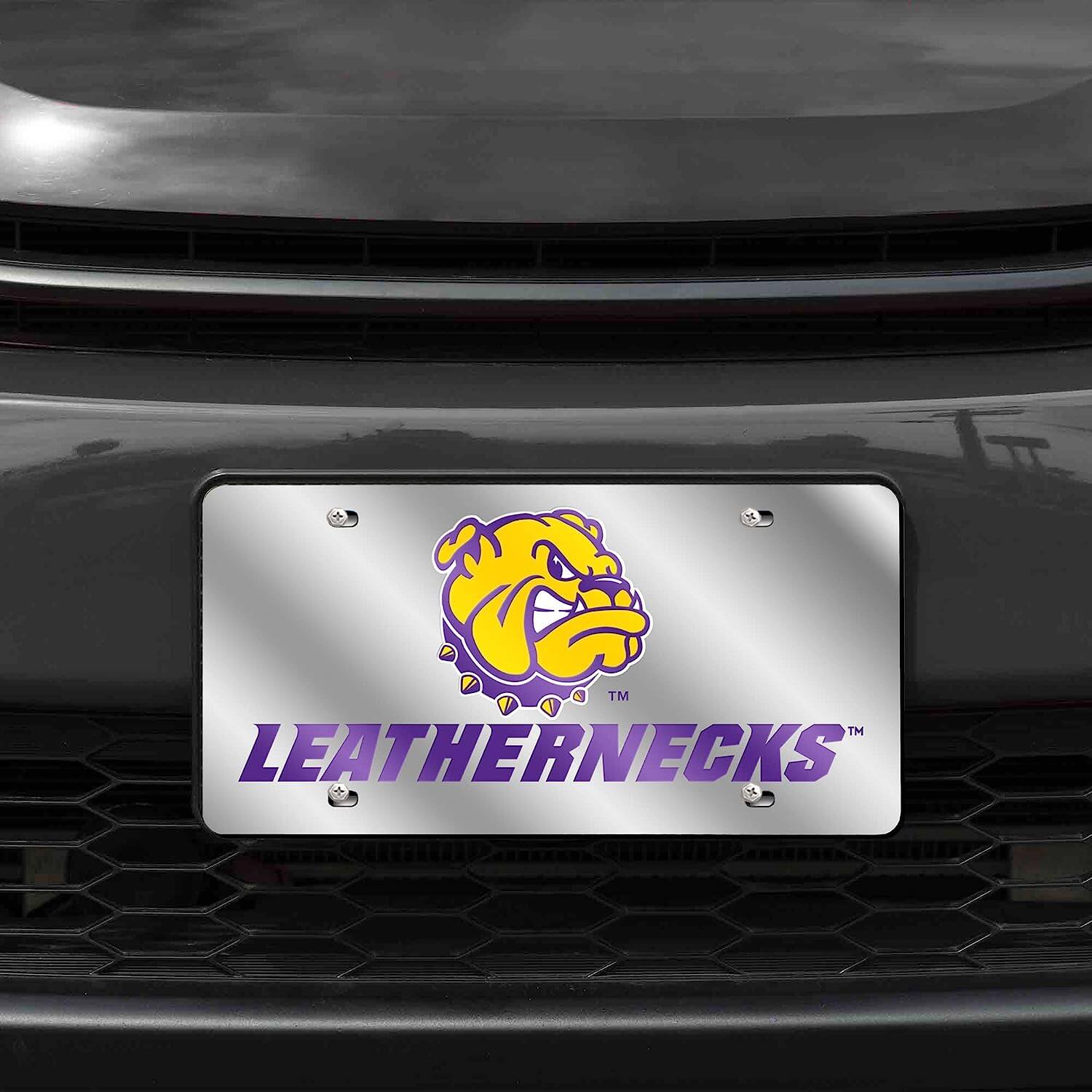 Alt View 1. Rico Industries - Western Illinois Fighting Leathernecks Mirrored Laser Cut License Plate Laser Tag - Multi.