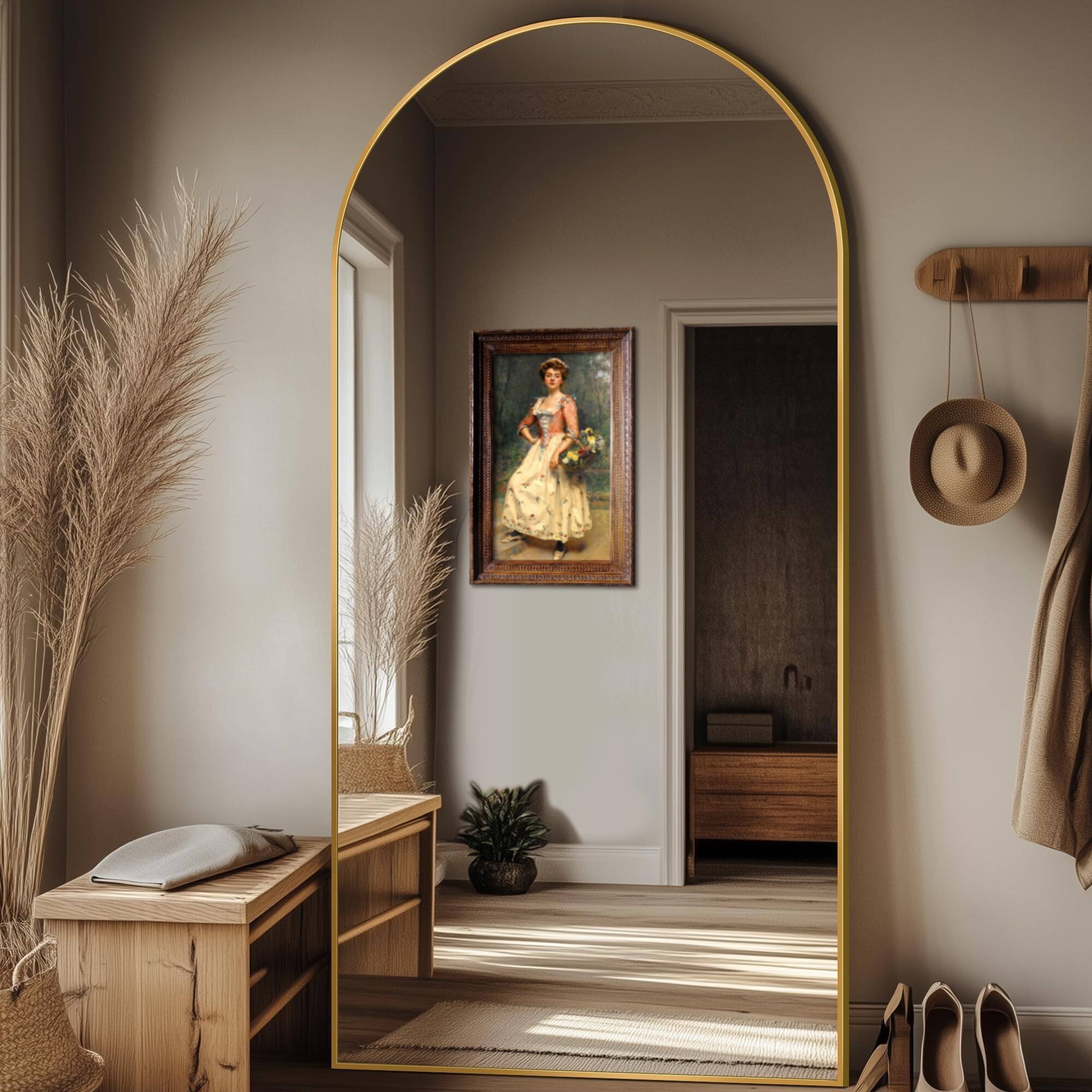 Alt View 2. Hanke - Espejo De Longitud Completa Arqueado Gran Tamano 76 X 34 Pulgadas Espejos Altos Para Dormitorio - Black 76"L x 34"W.