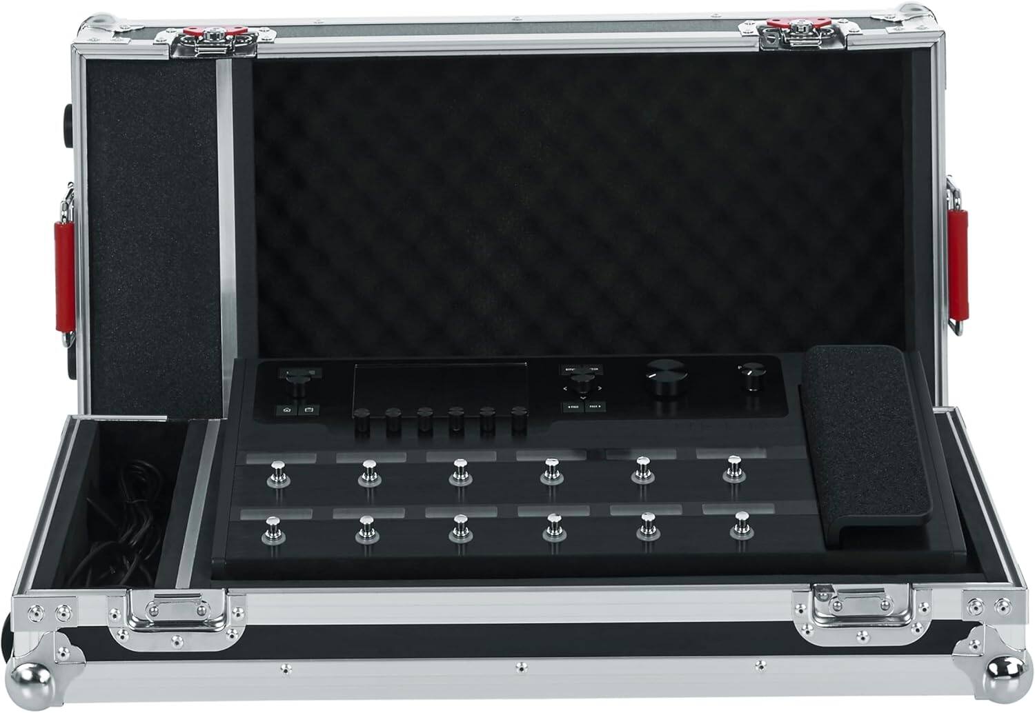 Back. Gator - G-TOUR Series Road Case for Line 6 Helix Floor Processor with Integrated Wheels and Elevated Live-In Platform.
