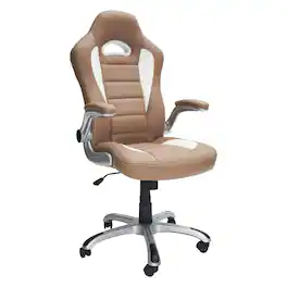 Spaco - High Back Executive Sport Race Office Chair with Flip-Up Arms, for Home Office - Camel