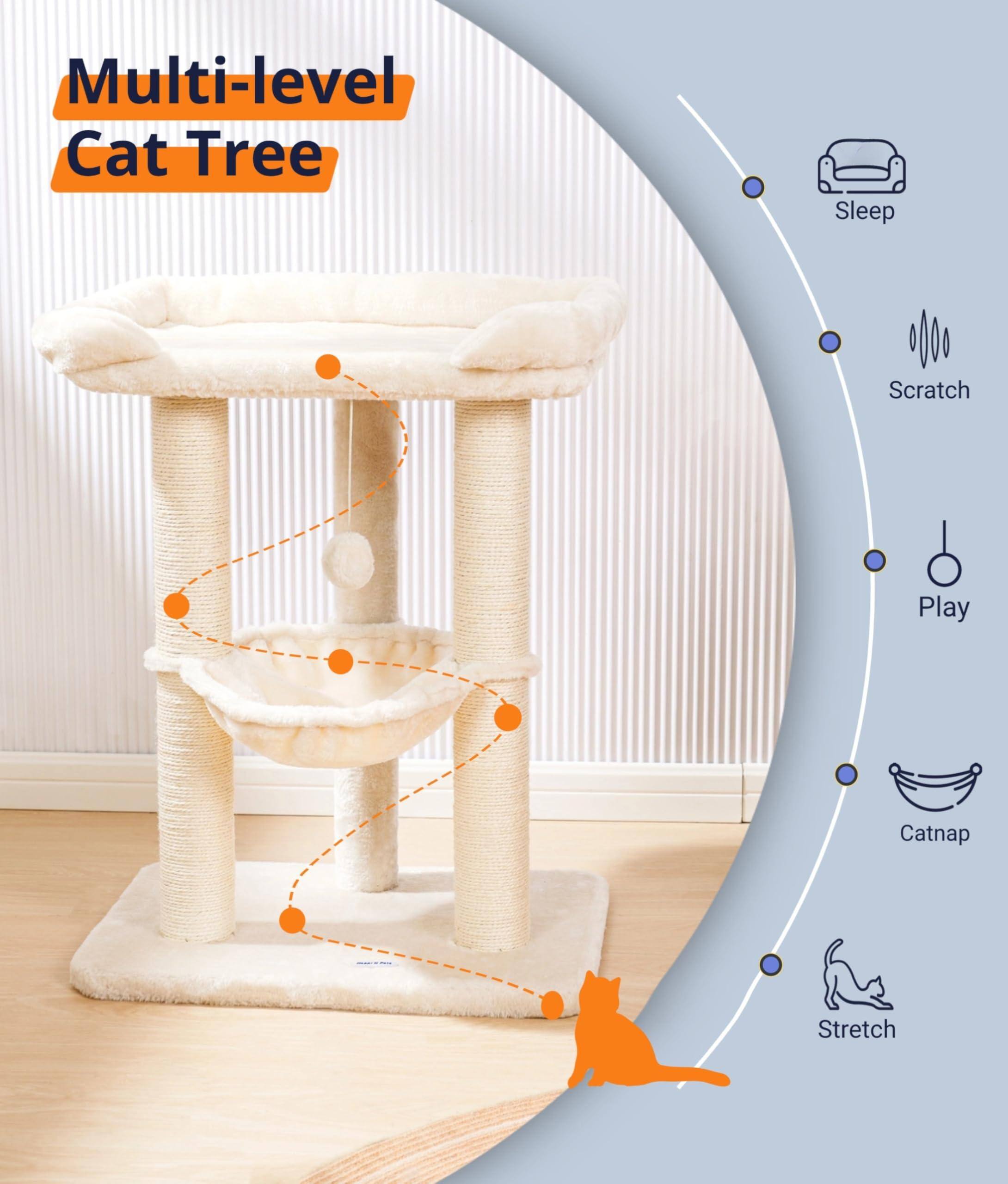 Multi-level Cat Tree

- Sleep
- Scratch
- Play
- Catnap
- Stretch