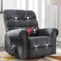 Bestier - Fabric Power Lift Recliner with 8-Point Vibration Heating Massage, Rolled Handrail Assistance Recliner with USB - 1 Pack(Set of 1) - Front_Zoom