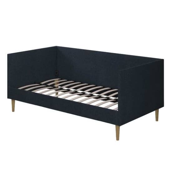 Alt View 1. Hivvago - Twin Mid-Century Modern Dark Blue Linen Upholstered Daybed - Dark Blue.