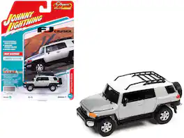 Johnny Lightning - 2007 Toyota FJ Cruiser Titanium Silver Metallic White Top Roofrack 1/64 Diecast "Classic Gold Collection" - Silver Metallic With White