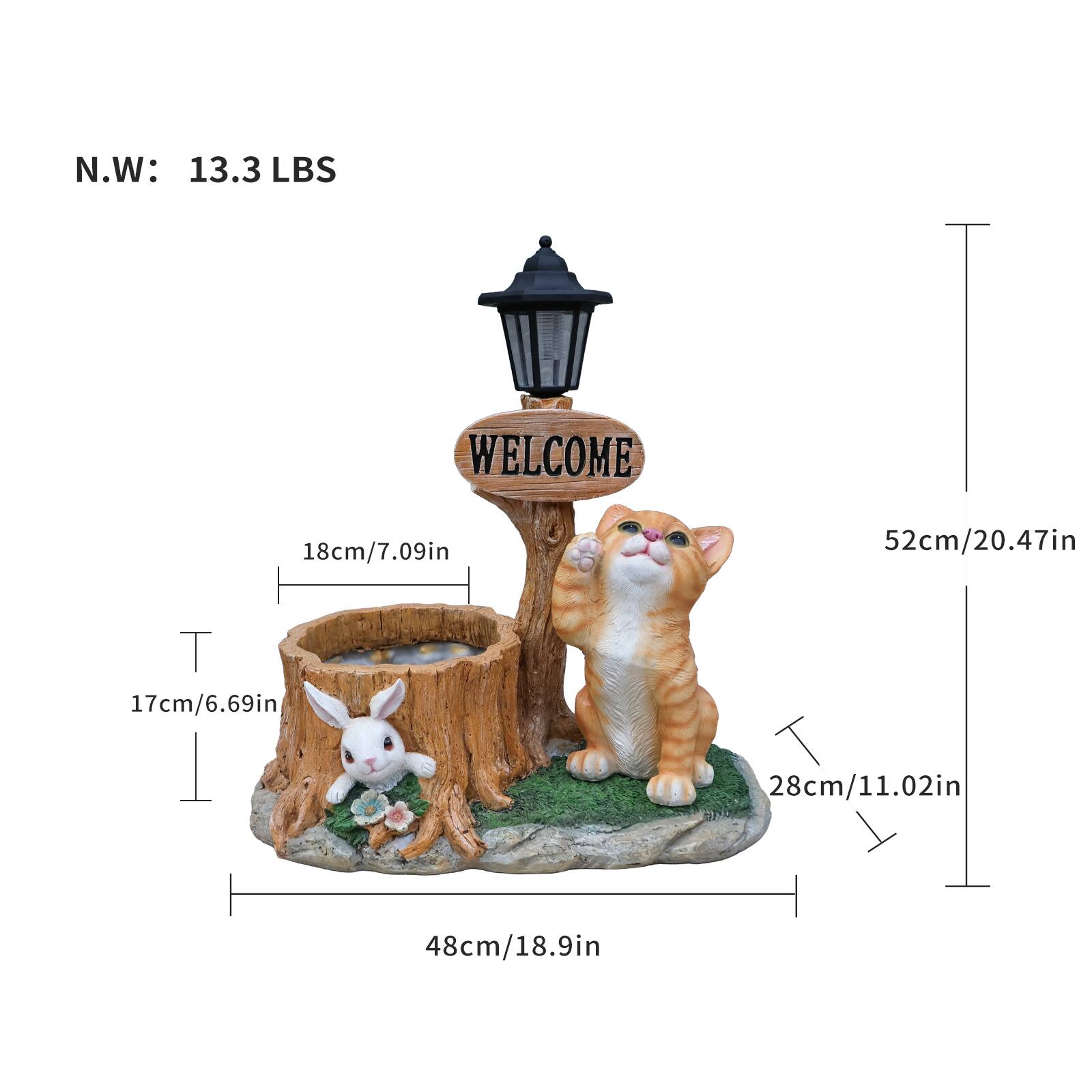 N.W: 13.3 LBS  
WELCOME  
18cm/7.09in  
52cm/20.47in  
17cm/6.69in  
28cm/11.02in  
48cm/18.9in