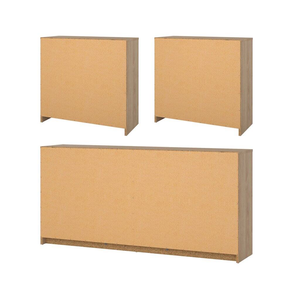 Left. Tvilum - 3-Piece Bedroom Set - 6 Drawer Double Dresser And Chest Set Of 2 - Brown.