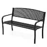 Costway - 50 Inches Garden Bench Outdoor Bench with Patterned Backrest and Curved Armrests - Black