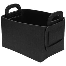 Unique Bargains - Felt Storage Bin 11x7x5.9" Foldable Handles Collapsible Organizer for Shelves, Closet, Books, Office, Bedroom - Black