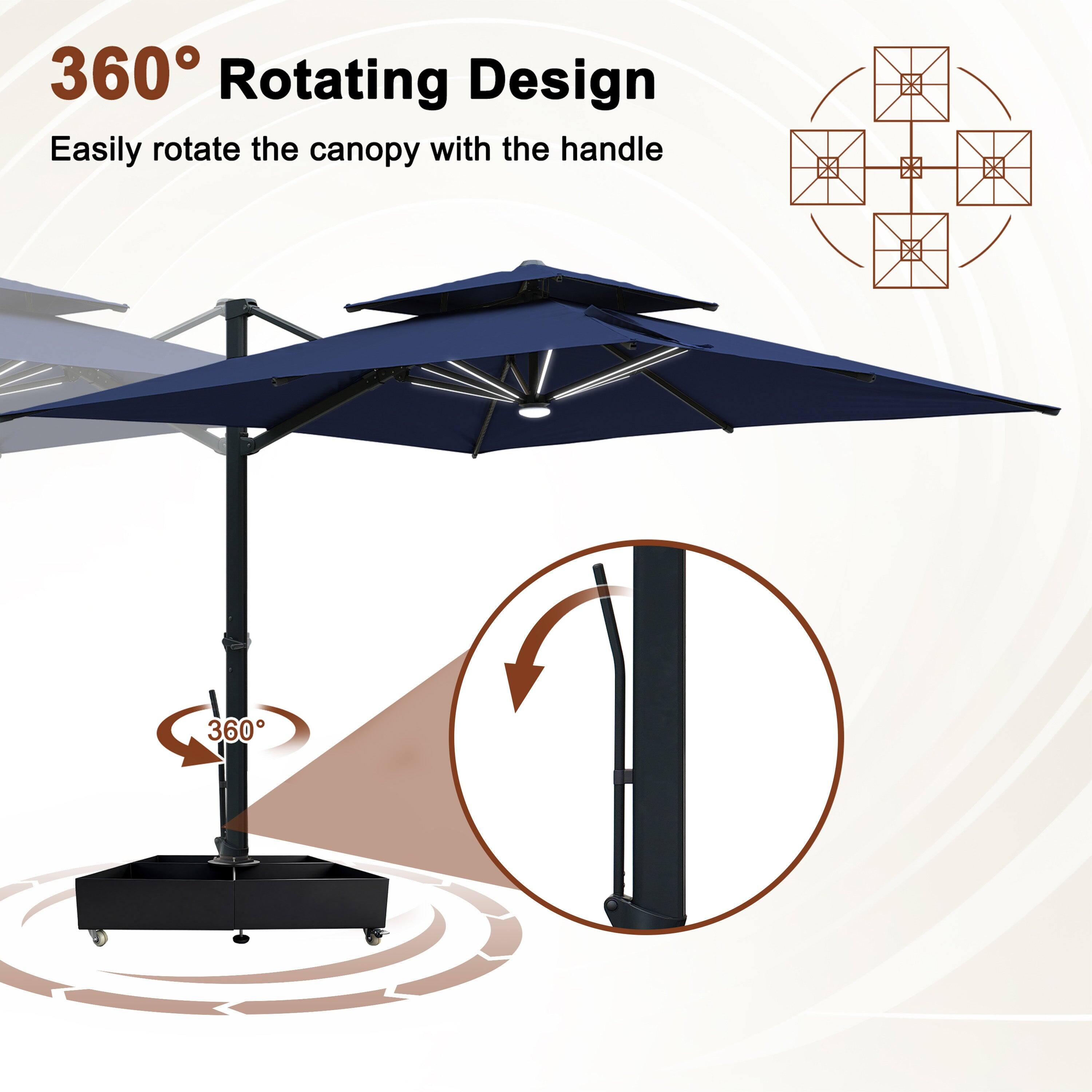 360° Rotating Design  
Easily rotate the canopy with the handle