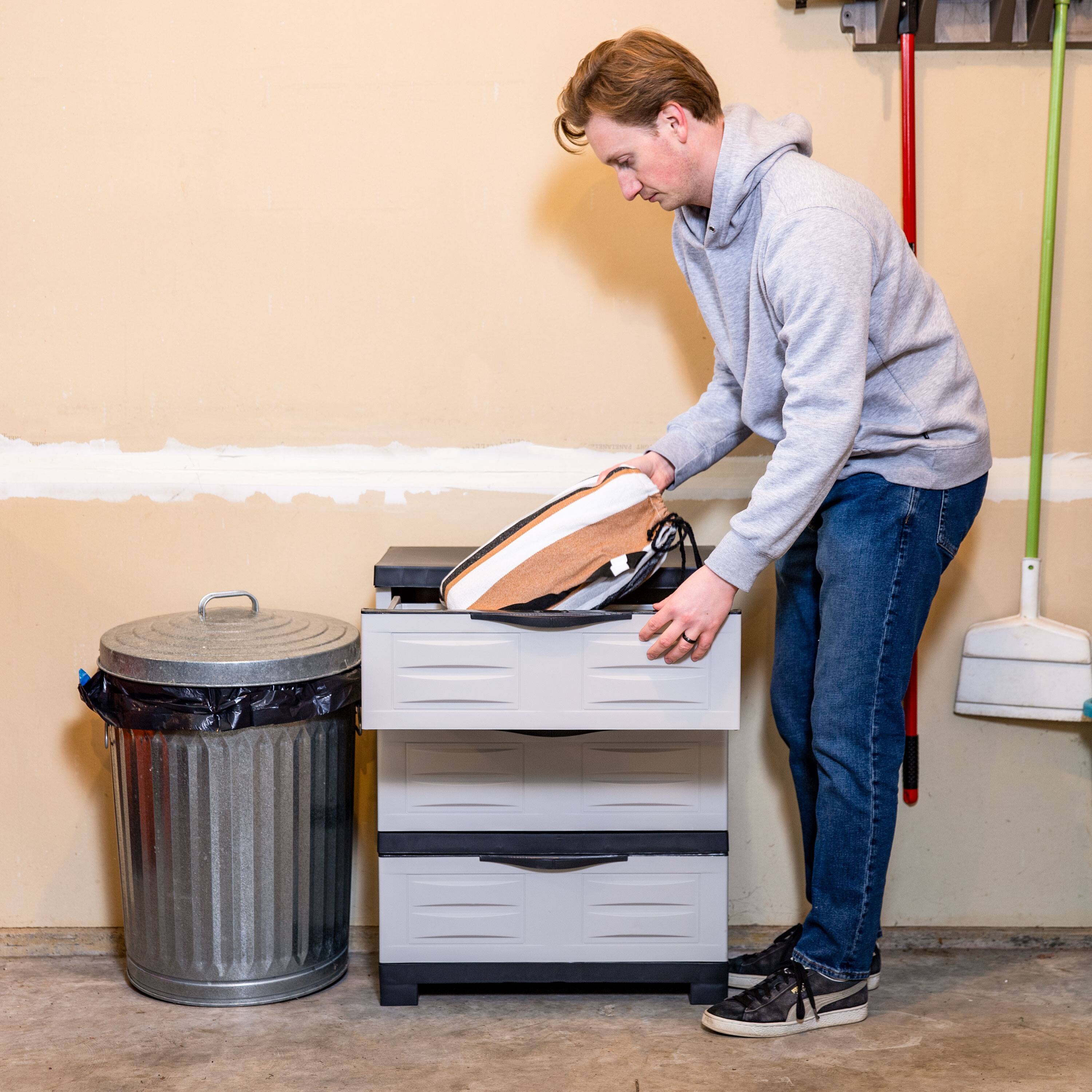 Alt View 8. Sunnydaze - Heavy-Duty Plastic 3-Drawer Storage Cabinet - Gray with Charcoal Trim.